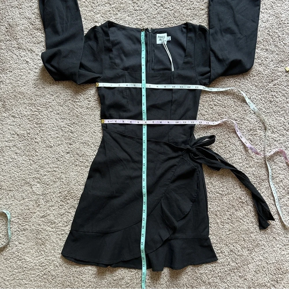 Princess Polly The Villa Faux Wrap Black Long Sleeve Mini Dress NWOT Size 2 - Picture 7 of 12